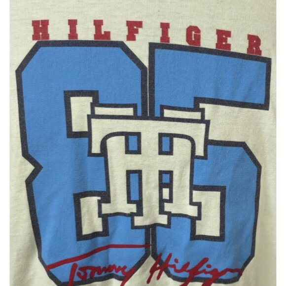 Vtg Tommy Hilfiger Mens XL White/Cream #85 Logo Spellout Long Sleeve T-Shirt - Picture 2 of 10